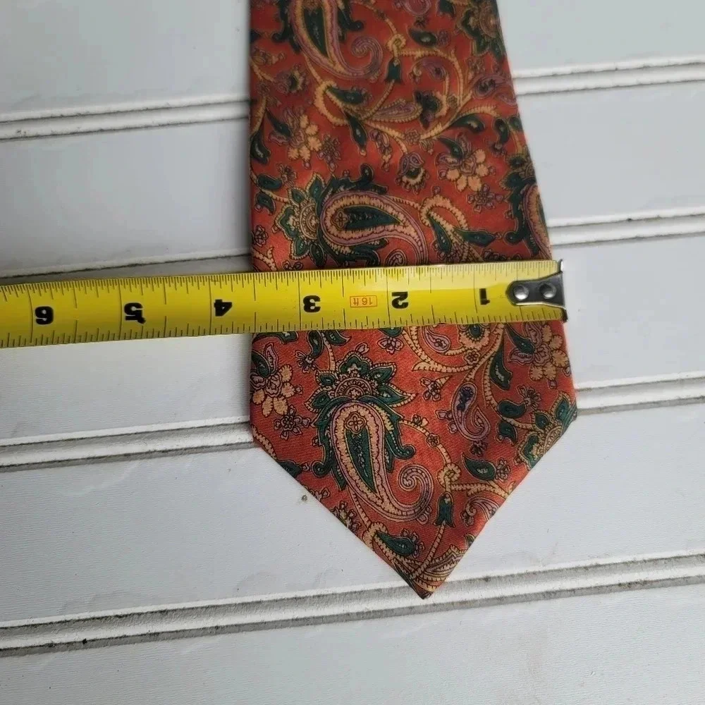 ART Classic Paisley Red Green Yellow JACQUARD WOVEN 100% Silk Men's Tie Necktie
